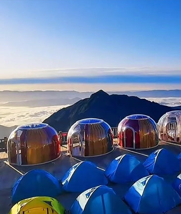 Modern transparent dome home for outdoor luxury camping and stargazing